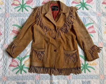 Vintage suede fringe jacket western cowboy country seventies