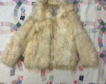 vintage 1960s Mongolian lamb fur coat hippie penny lane 1970s