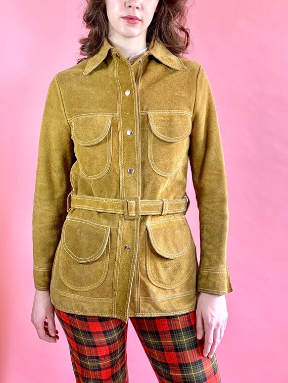 Vintage 60s 70s suede trench boho safari
