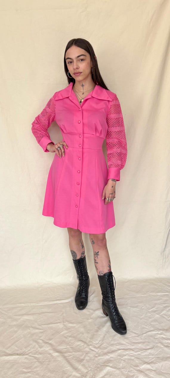 vintage hot pink dress Vintage Hot Pink Silk Petal Gown
