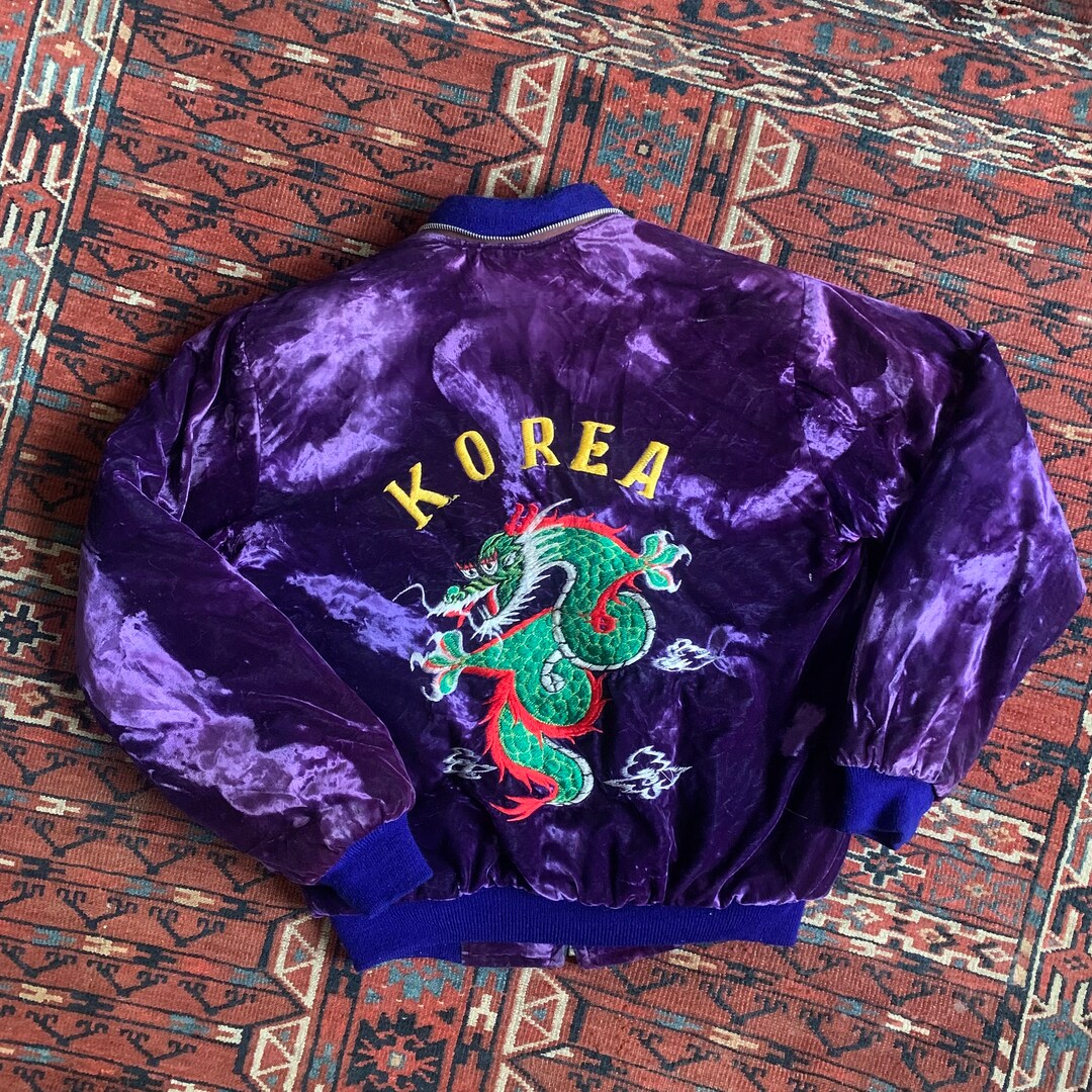 Vintage 70s 80s Sukajan Souvenir Jacket Korea Velvet Etsy