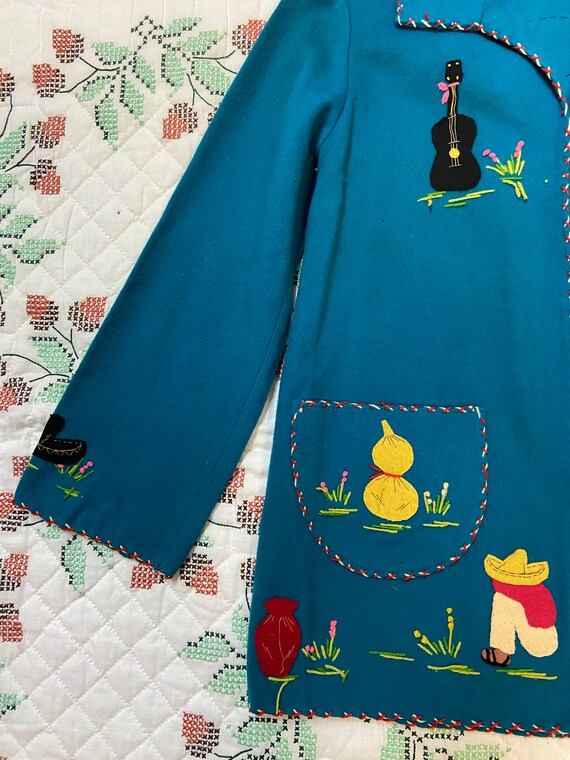 1940s Mexican souvenir jacket wool appliqué Gem