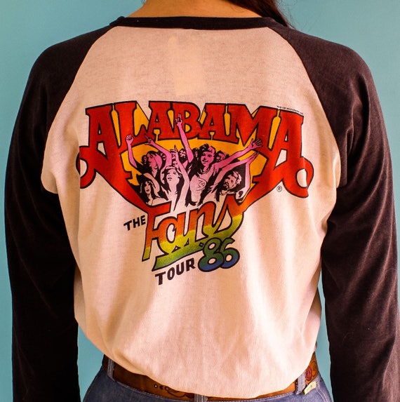 Vintage 1986 Alabama soft paper thin raglan tour t