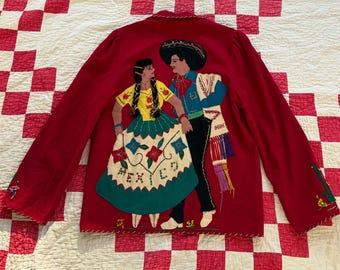 Vintage 1950s Mexican Embroidered Souvenir Jacket / True Vintage