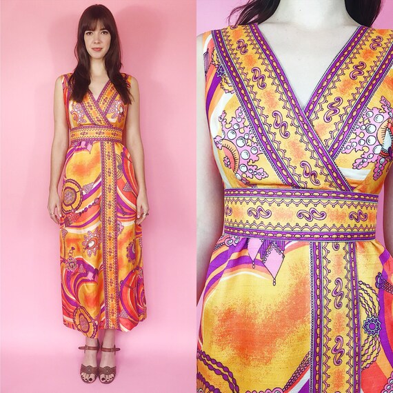1970s psychedelic maxi dress