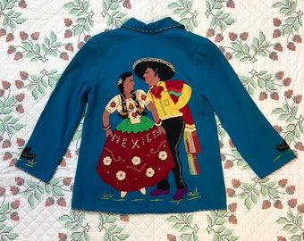 1940s Mexican souvenir jacket wool appliqué