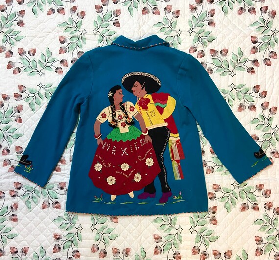 1940s Mexican souvenir jacket wool appliqué Gem