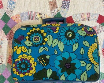 Vintage 1960s Mod Floral Soft Shell Suitcase Made in Japan