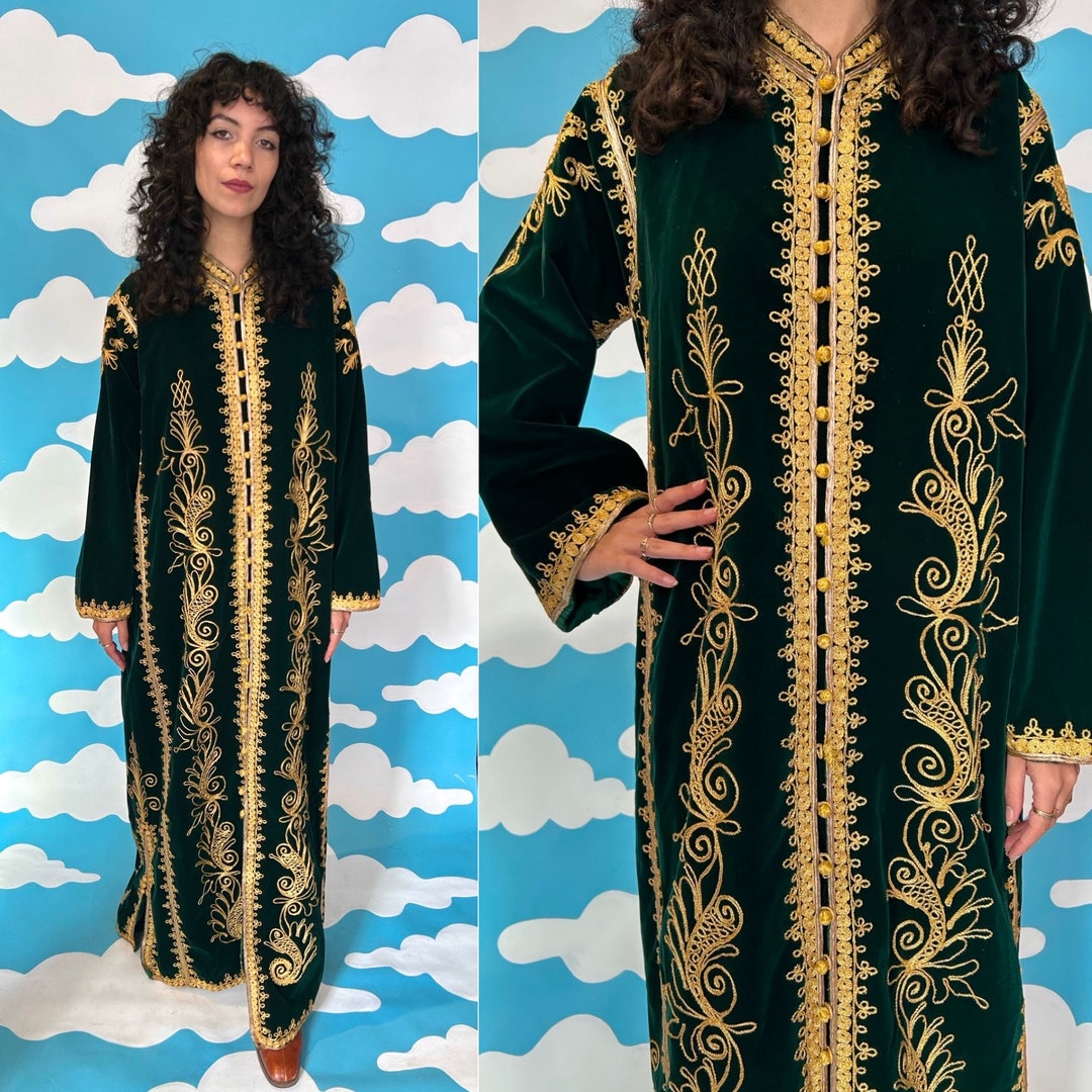 Vintage Jewel Tone Green Turkish Ottoman Kaftan/robe With Gold ...