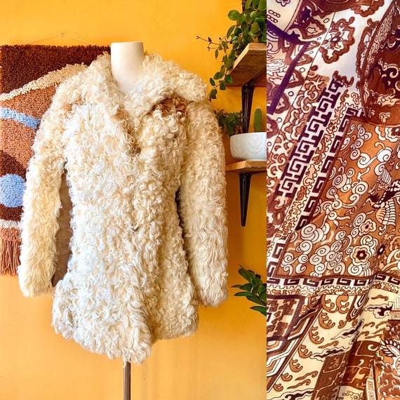 Vintage 1970s 1960s Mongolian Lamb Afghan Fur Coat