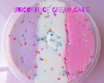 Unicorn Ice Cream Cake Slime, cloud creme slime, cloud slime, unicorn slime, unicorn charm, ice cream cake slime, 3 color slime, cute slime