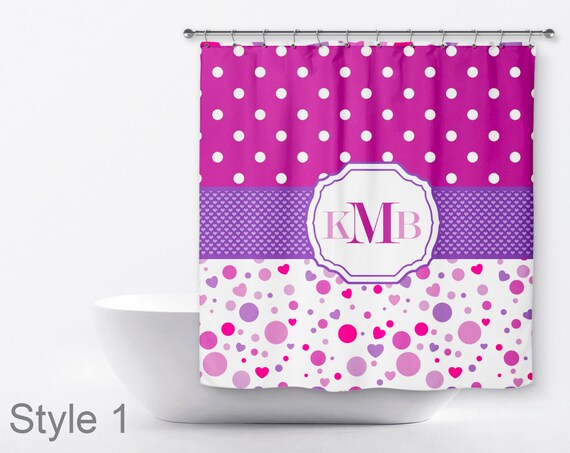 Kids Personalized Shower Curtain Polka Dot Shower Curtain Etsy