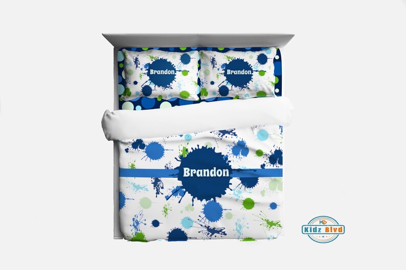 Paint Splatter Bedding Personalized Kids Bedding Custom Etsy
