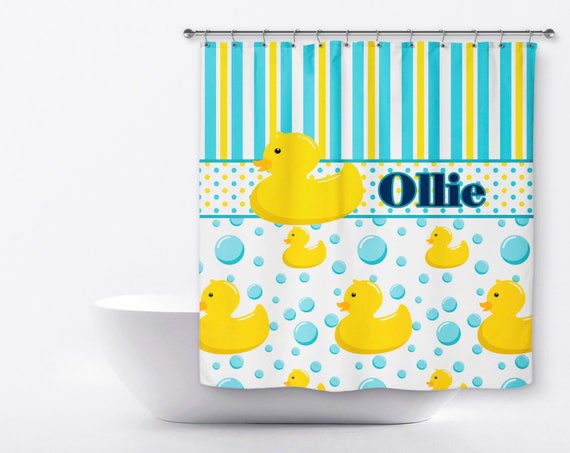 Kids Personalized Shower Curtain Duck Shower Curtain Etsy