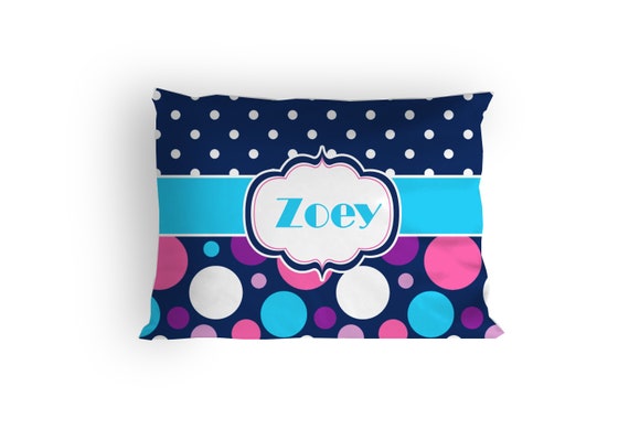 Polka Dot Pillowcase Kids Personalized Pillowcases Name Etsy