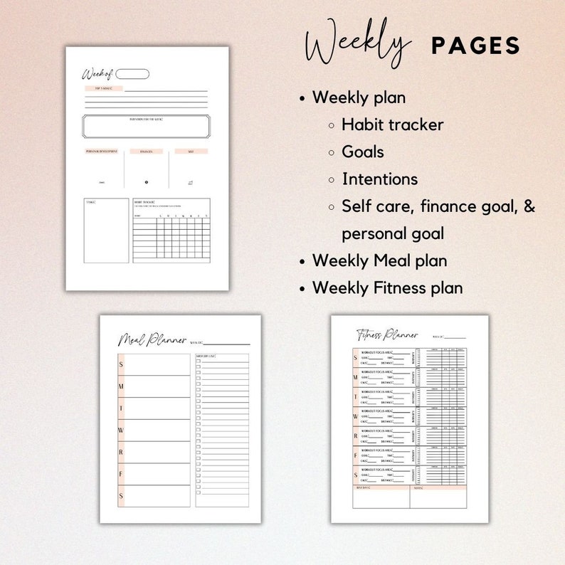 Printable 90 Day Whole Self Planner, Undated Planner, Digital Planner ...