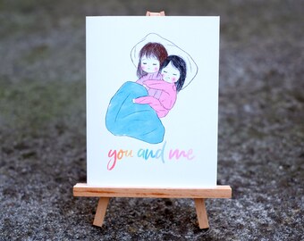 You and Me Lesbian Couple Card, Wife Card, Women Couple Card, Cute Illustration, Anniversary Card, Girlfriends Card, Lazy Couple Card, LGBTQ
