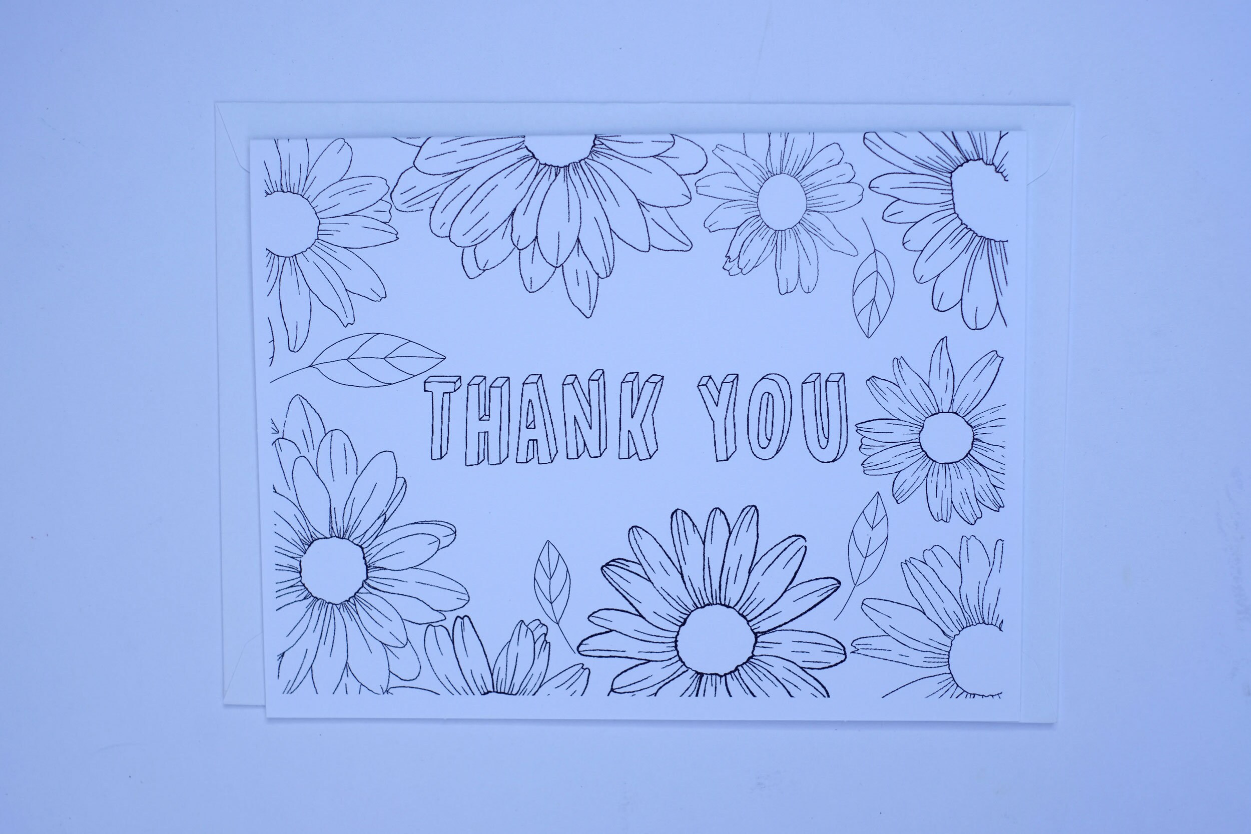 Coloring in Card Flowers Thank You Card Appreciation Card | Etsy