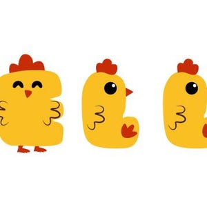 Chicken Alphabet & Numbers, Chicken Letters, Cute Easter Chicken ...