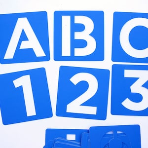 3&quot; Tall Uppercase Letters Numbers Paper Stencils, Alphabet Stencils for Bullet Journal, Hand Lettering, Stencil Sans Serif Font, 36 pieces