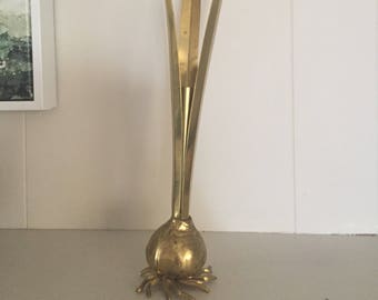 Brass Bud Vase by Carnevale | Spring Onion Bulb Bud Vase | Tulip Bulb Sculpture and Bud Vase