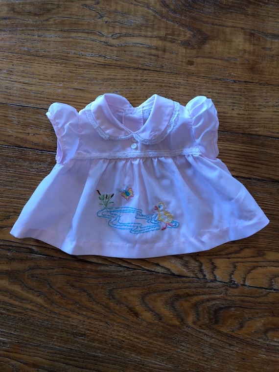 Sweet Vintage Pink Dress with Baby Duckling Duck P