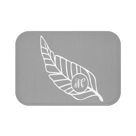 Leaf With Monogrammed Bath Mat Personalized Bath Mat Custom Etsy