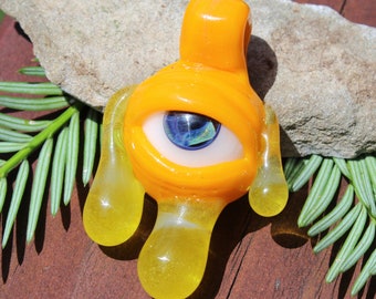 Lemon Slyme Glass Drippy Eye Pendant