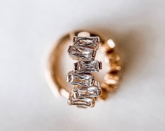 Santorini Swarovski Stack Crystal Tiny Huggie Hoops//18 Karat Gold Filled//Minimalist//Modern Boho Jewelry//Mandy Ellen Designs//Handmade