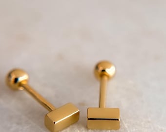Mini clous d'oreilles lingots modernes en or//Boucles d'oreilles en or 18 carats/vermiel 925//Dormir dans les boucles d'oreilles//Couleur des boucles d'oreilles//Modern//Clous d'oreilles linéaires//Coussins d'oreilles barrette