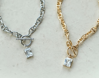 Leilani Crystal Necklace//18k Gold Filled//Swarovski Crystal//Silver Filled//White Gold//Front Clasp//Statement//Modern Boho//Mandy Ellen