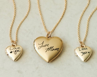 Collier médaillon coeur gravé personnalisé | Rempli d'or 18 carats | Médaillon personnalisé | Gravé | Gravure au laser | De l'écriture à la gravure