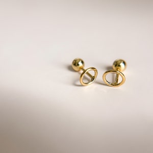 Tiny Open Circle Gold Studs//18k Gold Filled Vermiel/Stud Earrings//Sleep in Earrings//Screw Backs//Modern Boho Jewelry//Mandy Ellen Designs
