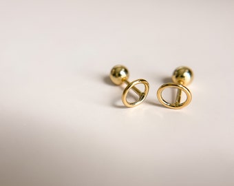 Tiny Open Circle Gold Studs//18k Gold Filled//Stud Earrings//Sleep in Earrings//Screw Backs//Modern Boho Jewelry//Mandy Ellen Designs