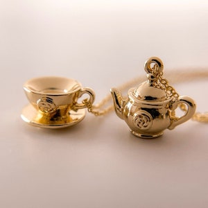 Your My Cup of Tea Necklace//18k Gold Filled//Mini Teapot//Mini Teacup//Teatime//Vintage Inspired// Boho//Mandy Ellen//Minimalist image 3