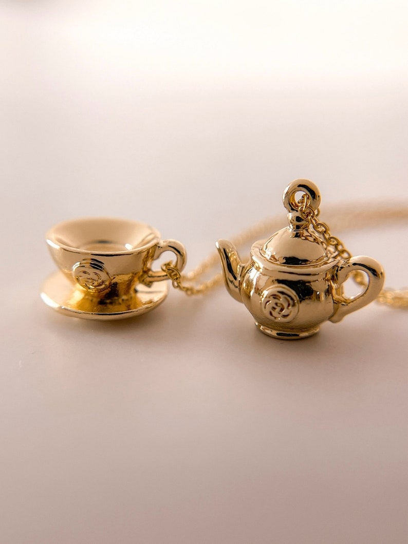 Your My Cup of Tea Necklace//18k Gold Filled//Mini Teapot//Mini Teacup//Teatime//Vintage Inspired// Boho//Mandy Ellen//Minimalist image 3
