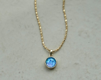Collier en cristal Aurora//or plaqué or 18 carats//cristal turquoise//bohème moderne//Mandy Ellen//chaîne de frémissement