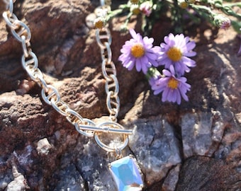 Wildflower Prism Crystal Necklace//18k Gold Filled//Swarovski Crystal//Front Clasp//Statement//Modern Boho//Mandy Ellen//Irridescent Crystal