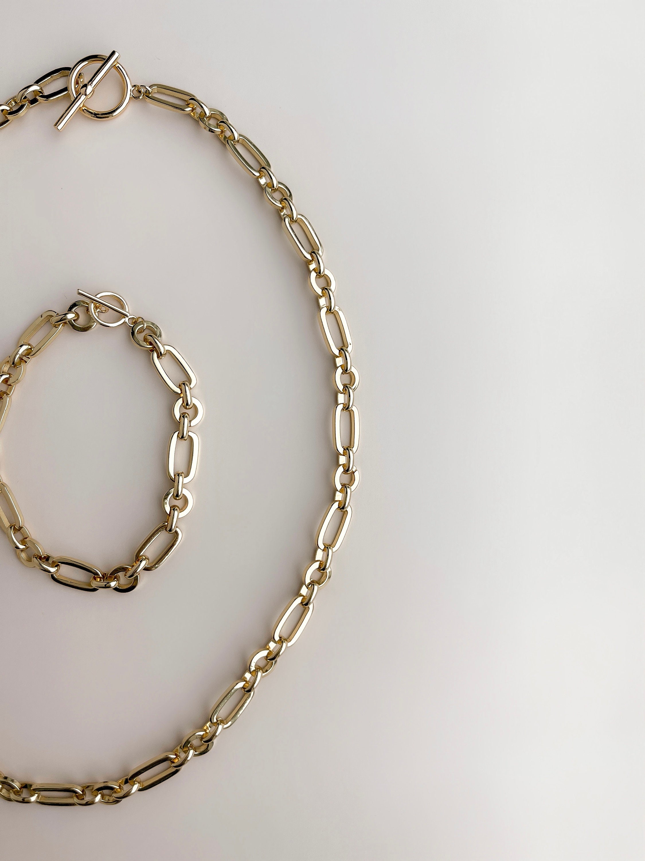 Magnolia Chain Necklace+Bracelet//24k Gold Filled//Modern Boho//Statement Staple Jewelry//Choker//Layering Necklaces Bracelets//Mandy Ellen
