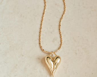 Collier coeur bulles moderne/ or 18 carats rempli//Coeur gonflé//Coeur ballon//Design moderne//Mandy Ellen