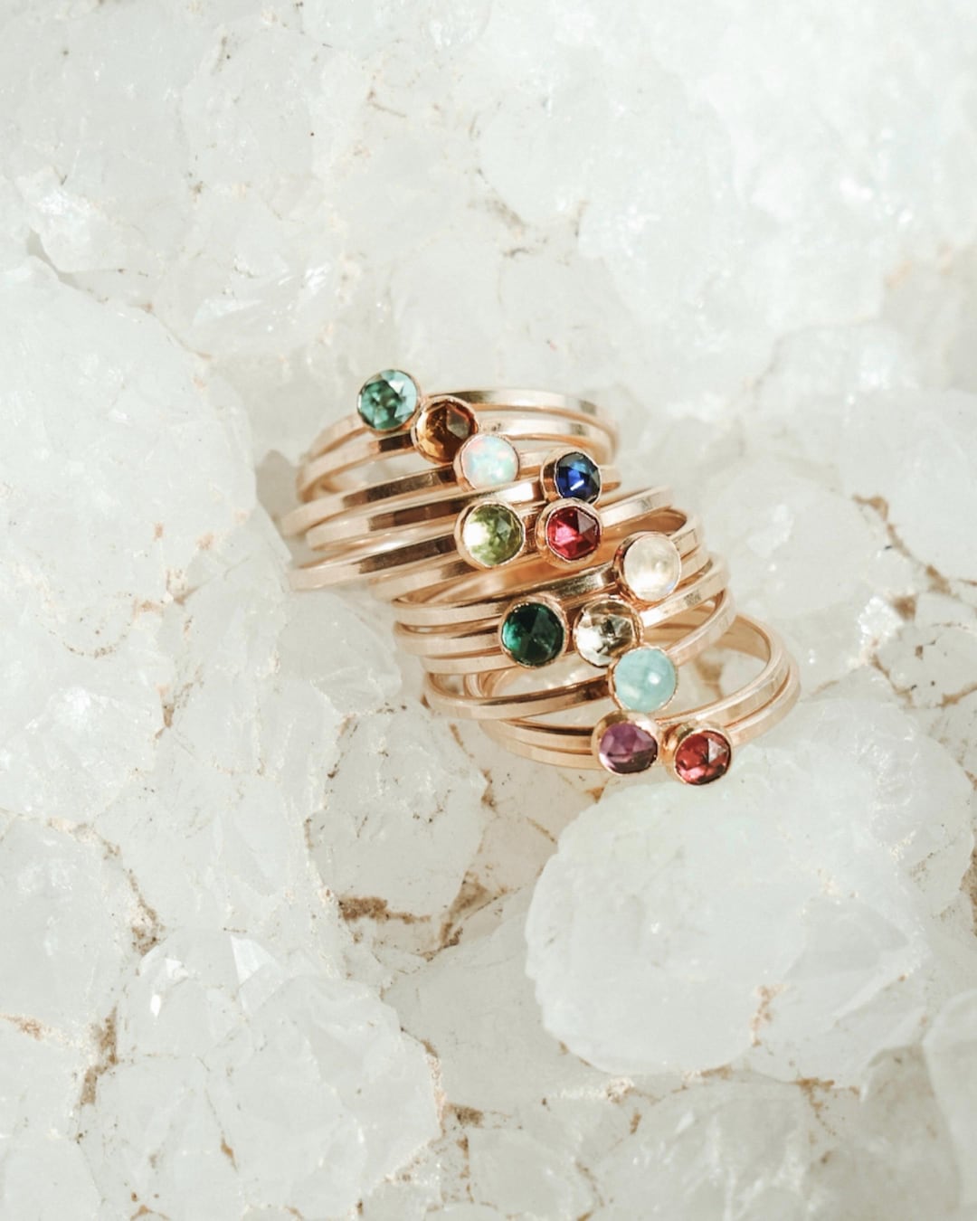 Stacker Birthstone Rings Birthstone Gold Filled Stacker Ring//modern Set Bezel//18 Karat Gold ...