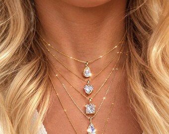 Radiance Crystal Collection//18k Gold Filled//Swarovski Crystal Necklace//Pear//Marquise//Princess//Oval//Heart Cut//Mandy Ellen