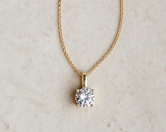 Collier solitaire avec pendentif en cristal//or plaqué or 18 carats//cristaux Swarovski//ensemble de griffes modernes//Mandy Ellen