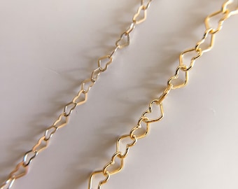 Heart of Gold Chain Necklace//18 Karat Gold Filled//Dainty Heart Chain Bracelet//Mandy Ellen Designs//Permanent Jewelry//Made to Size