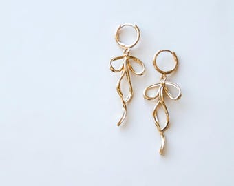 The Romantic Bow Earrings//18 Karat Gold Filled//White Gold Filled//Silver Modern Boho Jewelry//Mandy Ellen Designs//Handmade