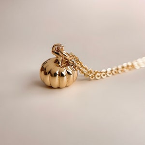 Tiny Pumpkin Necklace//18 Karat Gold Filled//Adjustable Chain//Pumpkin Spice Latte//Layering//Modern Boho//Mandy Ellen Designs//Gold Pumpkin