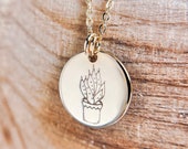 Aloe Vera Necklace I ALOE you VERA much Plant Necklace Handstamped 16k Plated Gold Succulent Plant Lover Mandy Ellen Designs Gift