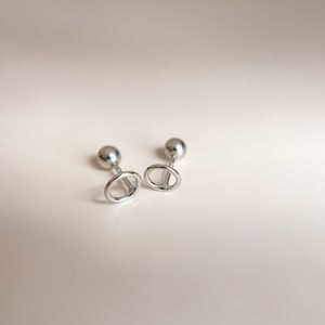 Tiny Open Circle Silver Studs//18k Silver Filled//Stud Earrings//Sleep in Earrings//Screw Backs//Modern Boho Jewelry//Mandy Ellen Designs