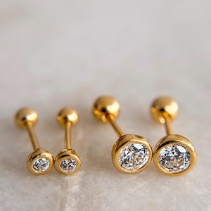 Modern Swarovski Crystal Studs//18k Gold Vermiel//Tiny Stud Earrings//Sleep in Earrings//Screw Backs//Modern Boho//Mandy Ellen Designs