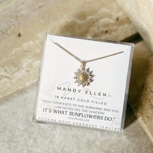 Crystal Sunflower Necklace//18 Karat Gold Filled//Genuine Swarovski Crystal Gemstones//Layering/Adjustable/Modern Boho//Mandy Ellen Designs